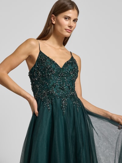 Luxuar Sukienka wieczorowa z dekoltem w kształcie serca Ciemnozielony 3