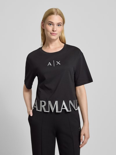 ARMANI EXCHANGE T-shirt z detalem z logo Czarny 4