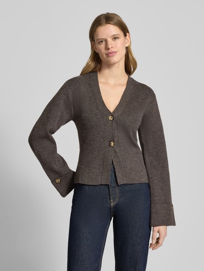 Gina Tricot Slim fit cardigan met wol in tricotlook Lichtbruin - 4