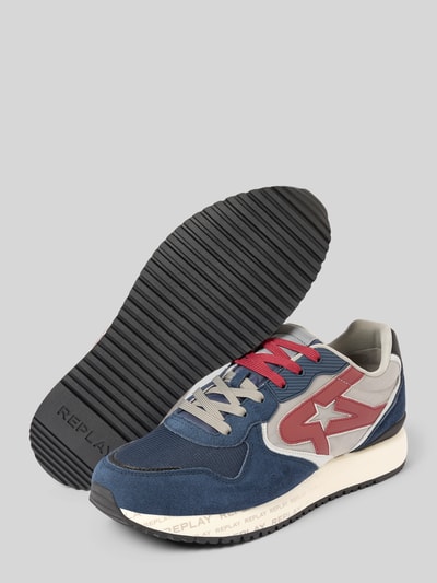 Replay Ledersneaker mit Label-Badge Modell 'FIBER' Marine 4
