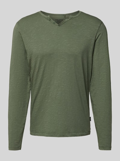 Blend Shirt met lange mouwen en korte knoopsluiting, model 'IVALDE' Donkergroen - 2