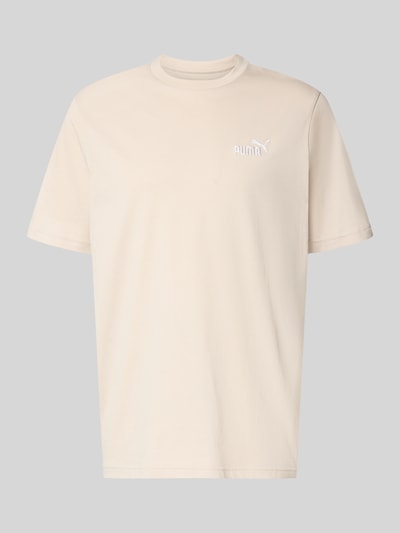 Produktfoto, Regular Fit T-Shirt mit Logo-Stitching von PUMA PERFORMANCE in Beige, reine Baumwolle, Rundhalsausschnitt, glatte Textur