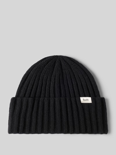Forét Mütze aus Lammwolle mit Label-Patch Black 1