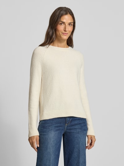 BOSS Sweter z dzianiny o kroju regular fit z mieszanki wełny z alpaki model ‘FEBISAN’ Écru 4