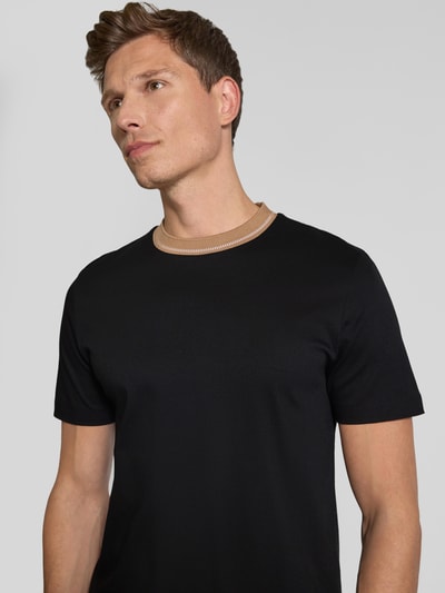 BOSS T-Shirt mit geripptem Rundhalsausschnitt Modell 'Tessler' Black 3