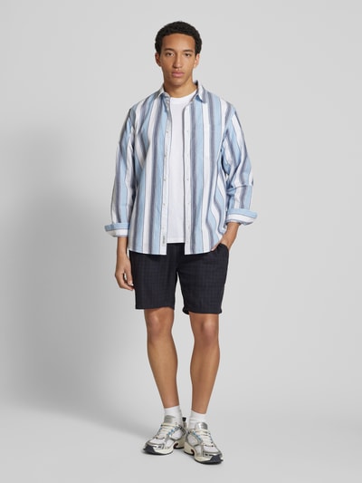 Only & Sons Loose Fit Shorts aus Viskose-Mix mit Leinen-Anteil Modell 'TEL' Marine 1