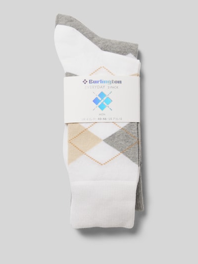 Burlington Socken mit Label-Applikation Modell 'Everyday Argyle' im 2er-Pack Mittelgrau 3