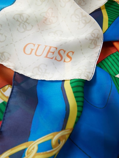 Guess Seidenschal mit Label-Print Dunkelblau 2