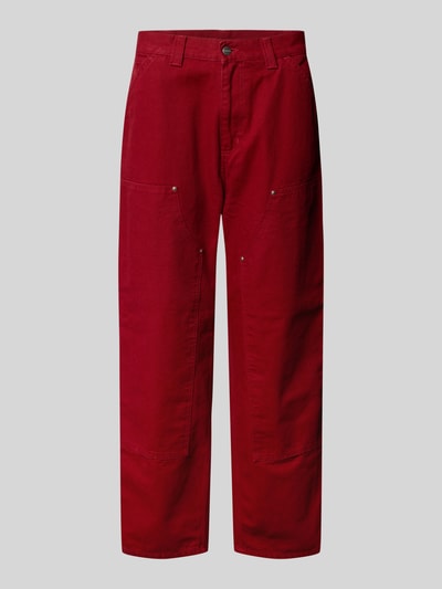 Carhartt Work In Progress Straight Jeans Hose mit Ziernähten Rot 2
