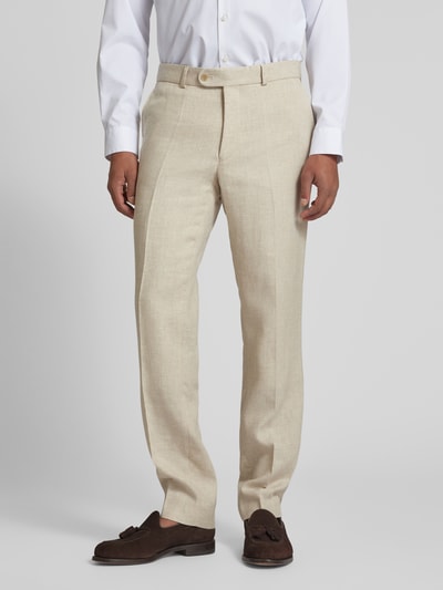 Carl Gross Slim fit pantalon met persplooien, model 'Shiver' Beige - 4