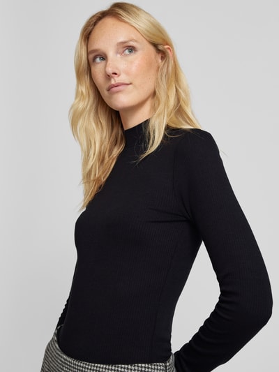 Vero Moda Shirt met lange mouwen en opstaande kraag, model 'MARY' Zwart - 3