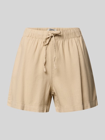 ONLY Bermudy o kroju relaxed fit z mieszanki wiskozy i lnu model 'GOA' Piaskowy 2