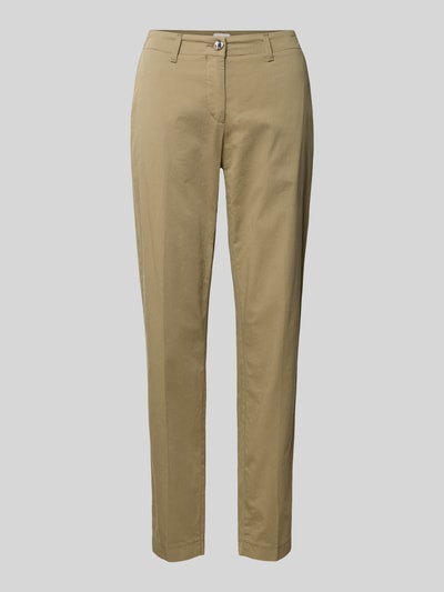 Productfoto, Hose in verkürzter Passform Modell 'MARON' van Brax, damesbroek van katoenmix met lyocell, ingewerkte zakken, beige kleur.