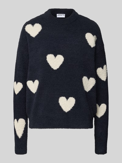 Jake*s Casual Sweter z dzianiny ze wzorem na całej powierzchni Ciemnoniebieski 2