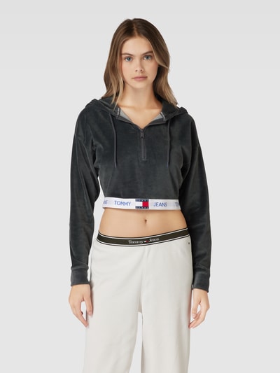 TOMMY HILFIGER Korte hoodie met korte ritssluiting Antraciet - 4