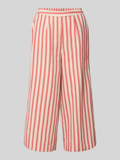Produktfoto, Stoffhose aus Viskose-Mix im Allover-Look Modell 'PRISILLA' von Vila, rot-weiß gestreift, Wide Leg, elastischer Bund, glatte Textur