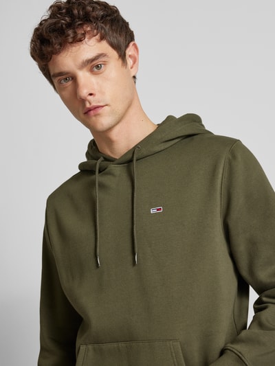 Tommy Jeans Regular fit hoodie met labelstitching Olijfgroen - 3