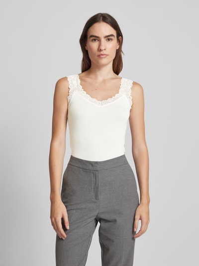 Vero Moda Regular fit top met bandjes en kant, model 'ROSA' Wit - 4