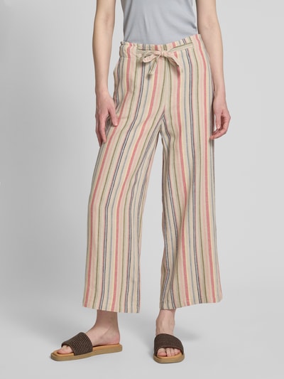 Christian Berg Woman Wide leg linnen culotte met strikceintuur Ecru - 4
