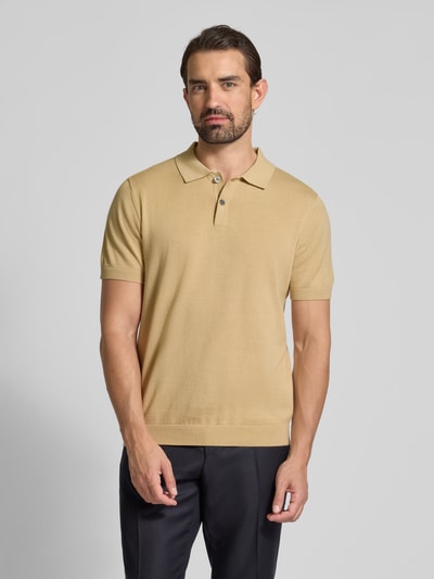Christian Berg Men Regular fit poloshirt met korte knoopsluiting Zand - 4