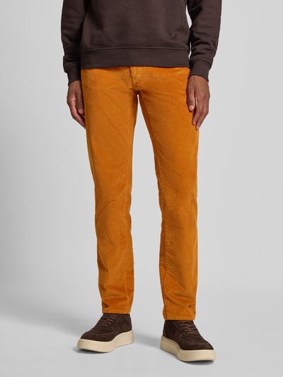 Brax Corduroy broek in 5-pocketmodel, model 'Cadiz' Geel - 4