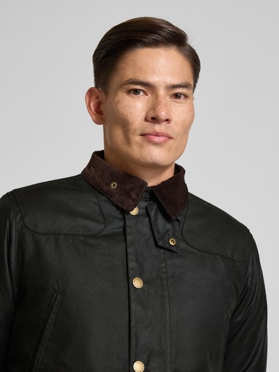 Barbour Parka woskowana o kroju tailored fit z czystej bawełny model ‘REELIN’ Oliwkowy 3