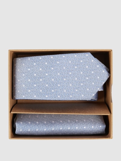 Prince Bowtie Stropdas en pochet met all-over motief in een set Blauw - 1