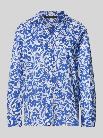 Produktfoto, Bluse mit Umlegekragen und Knopfleiste von Betty Barclay aus Reine Baumwolle in Blau-Weiß mit Straight Fit und floralem Muster.