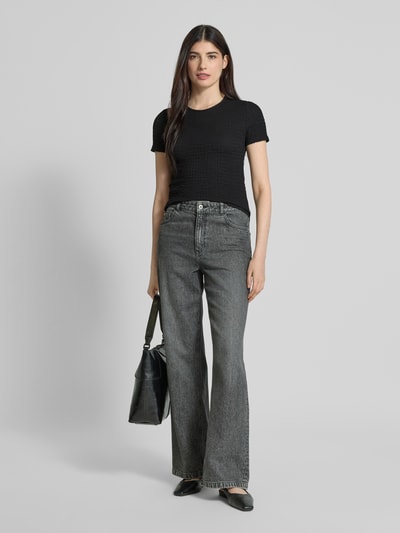 Vero Moda T-shirt o kroju regular fit z efektem marszczenia model ‘ELENE’ Czarny 1