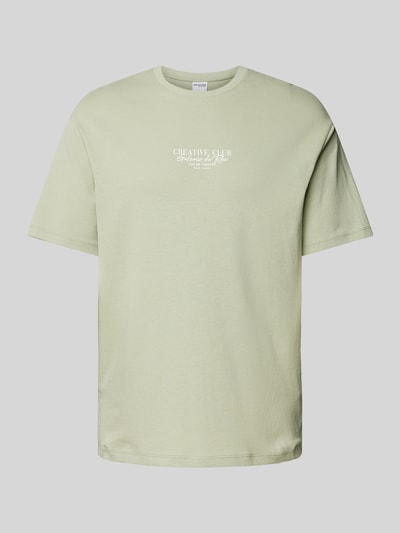 SELECTED HOMME T-shirt o kroju oversized z nadrukiem z logo Oliwkowy 2