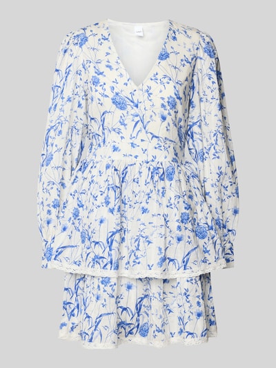 YAS Cocktailkleid mit V-Ausschnitt Modell 'ELIN' Blau 2