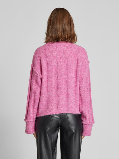 Pieces Loose Fit Strickpullover mit Wollanteil und Details an den Säumen Modell 'RUBBLE' Rosa 5