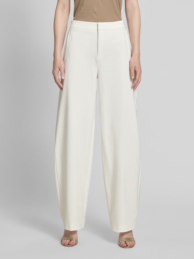 Drykorn Wide leg stoffen broek met strookzakken, model 'FAE' Wit - 4