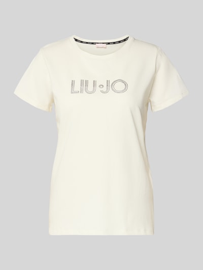 LIU JO SPORT T-Shirt mit Rundhalsausschnitt und Ziersteinbesatz Offwhite 2