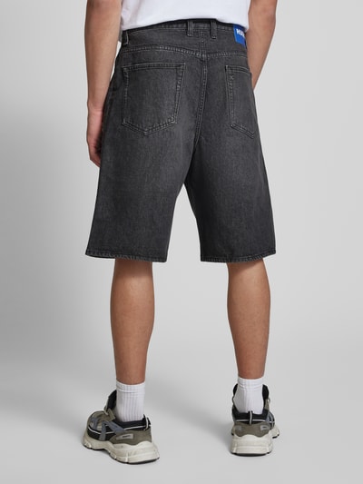 Hugo Blue Baggy fit jeansbermuda in destroyed-look, model 'MASON' Zwart - 5