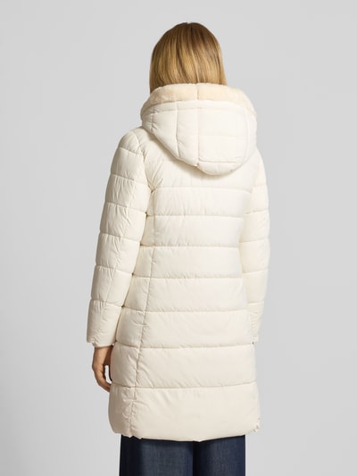 Christian Berg Woman Selection Gewateerde lange jas met imitatiebont en steekzakken Offwhite - 5