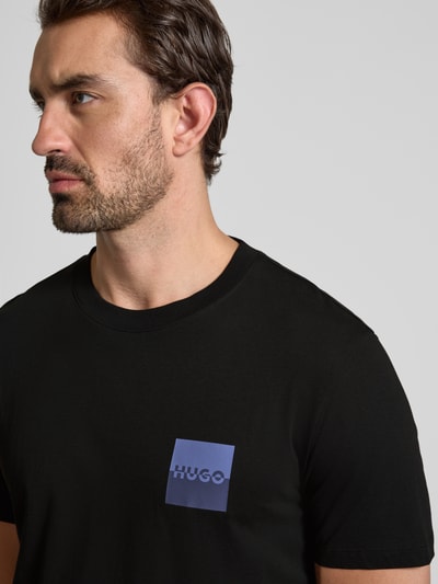 HUGO T-shirt met labelprint en ronde hals, model 'Dapusi' Zwart - 3