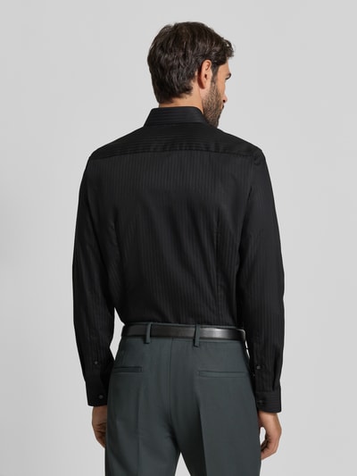 Jake*s Slim Fit Business Hemd aus Baumwolle mit Kentkragen Black 5