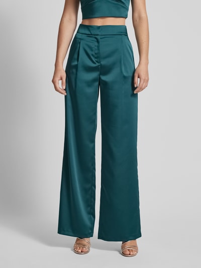 Jake*s Cocktail Regular Fit Bundfaltenhose aus Satin mit Paspeltasche am Gesäß Dunkelgruen Melange 4