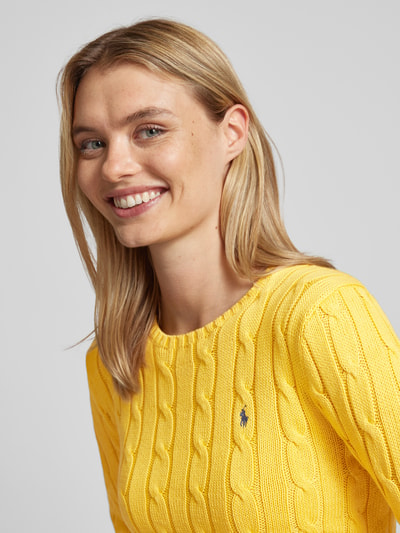 Polo Ralph Lauren Sweter z dzianiny ze ściegiem warkoczowym model ‘JULIANNA’ Niebieski 3