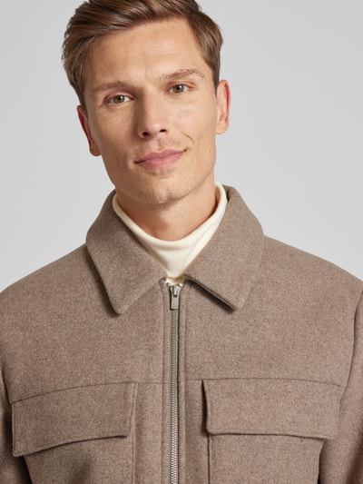 Jack & Jones Premium Regular fit overhemdjack met ritssluiting, model 'BLURUSSEL' Beige - 3