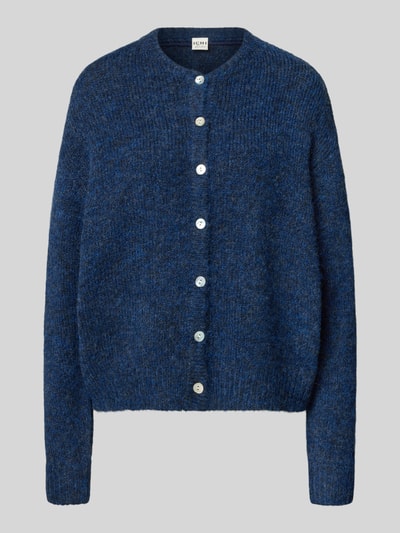 ICHI Relaxed fit gebreid jack met wol, model 'Bela' Marineblauw - 2