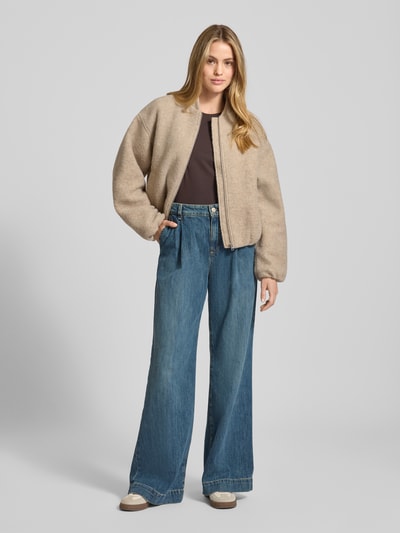 Jake*s Casual Bomberjack met opstaande kraag Beige gemêleerd - 1