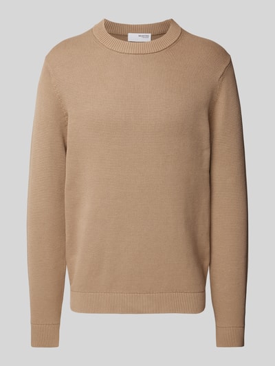 SELECTED HOMME Strickpullover mit gerippten Abschlüssen Modell 'DANE' Beige 1