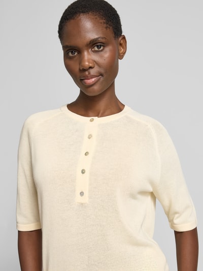 someday. Strickshirt mit kurzer Knopfleiste Modell 'Turelia' Hellgelb 3