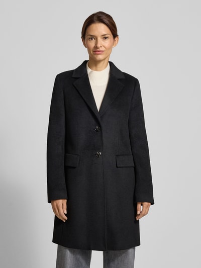 Jake*s Collection Płaszcz o kroju regular fit z dodatkiem wełny lana i kołnierzem z połami Czarny 4