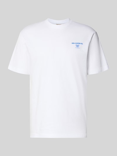 Produktfoto, męski t-shirt Relaxed Fit T-Shirt aus reiner Bio-Baumwolle Modell 'FRED' von Only & Sons, efekt: jednolity kolor, krój relaxed fit, okrągły dekolt, krótki rękaw, nadruk z napisem, nadruk z tyłu, nadruk z motywem, bawełna ekologiczna