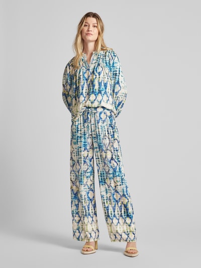 Emily Van den Bergh Spodnie materiałowe z wiskozy z efektem batiku Niebieski 1