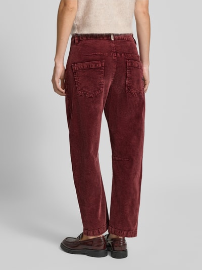 Buena Vista Spodnie sztruksowe o kroju barrel fit z wpuszczanymi kieszeniami Bordowy 5