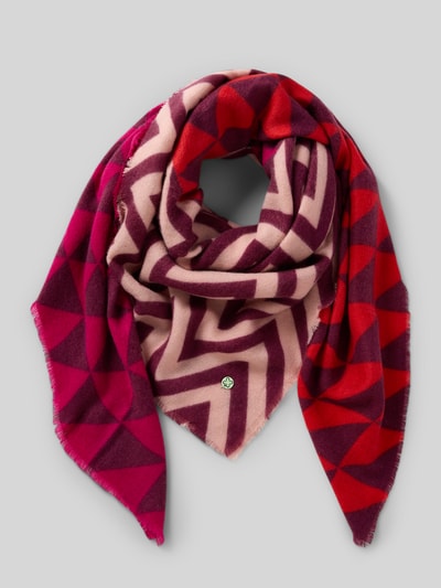 Codello Sjaal in gebreide look met geometrische all-over stitching Felroze - 1